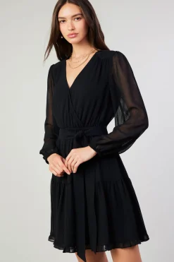 Hot Surplice Mini Dress Women Mini Dresses