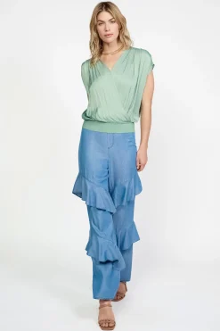 Online Surplice Sleeveless Blouse Women Sleeveless Tops | Short Sleeve Tops
