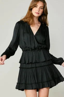 Hot Surplice Tiered Mini Dress Women Mini Dresses
