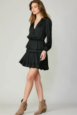 Hot Surplice Tiered Mini Dress Women Mini Dresses