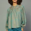 Clearance Swirl Motif Blouse Women Long Sleeve Tops