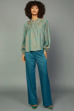 Clearance Swirl Motif Blouse Women Long Sleeve Tops