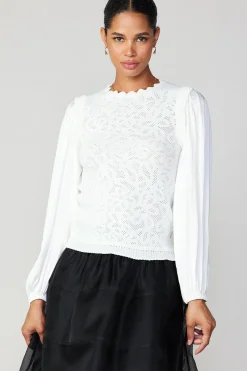 Outlet Textural Knit Sweater Top Women Long Sleeve Tops | Sweaters