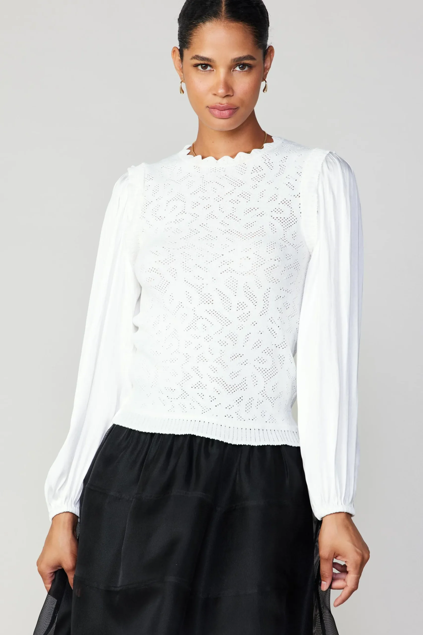 Outlet Textural Knit Sweater Top Women Long Sleeve Tops | Sweaters