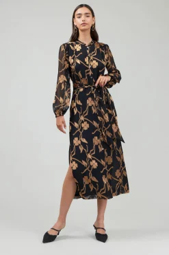 Outlet Textured Floral Midi Dress Women Midi Dresses