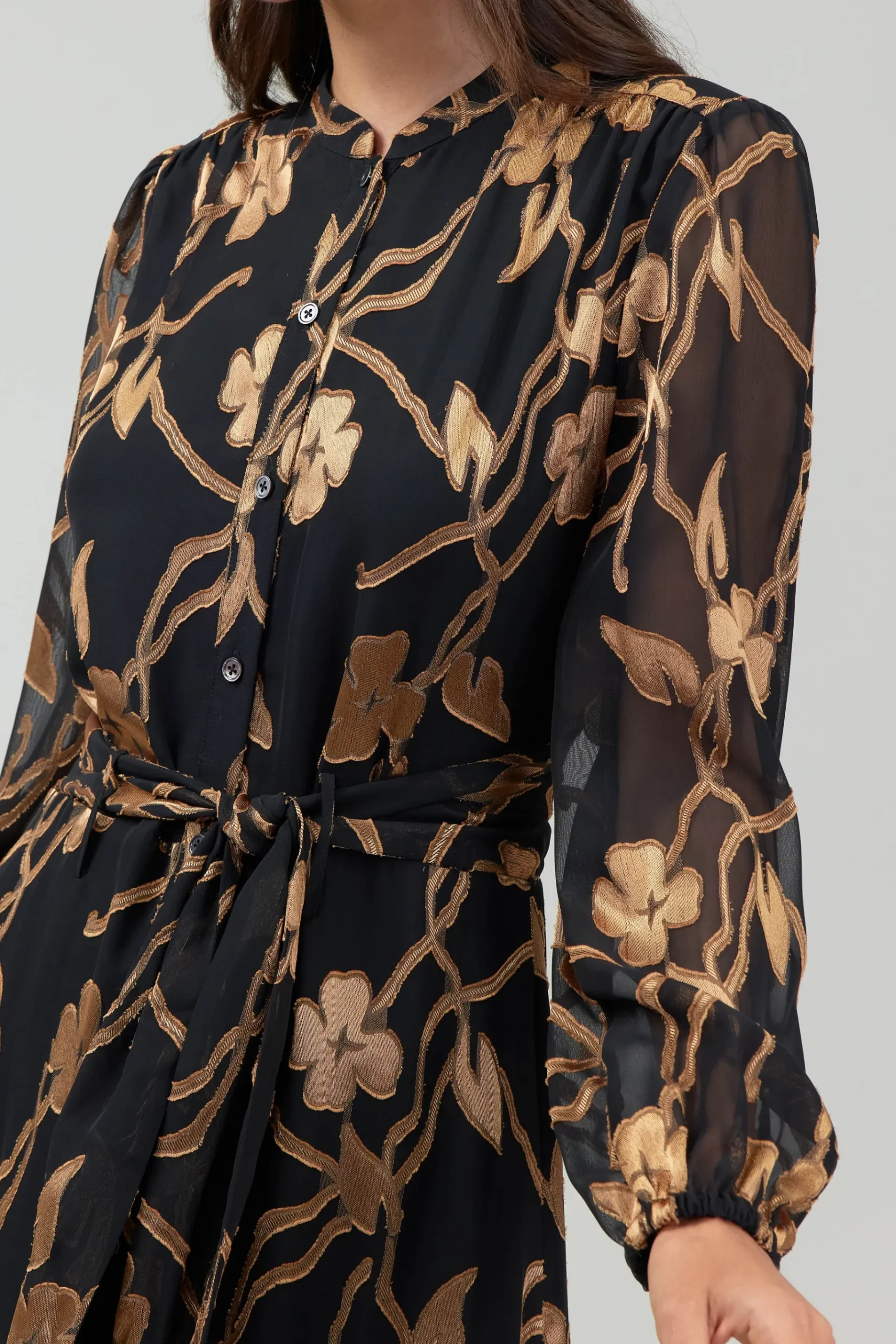 Outlet Textured Floral Midi Dress Women Midi Dresses