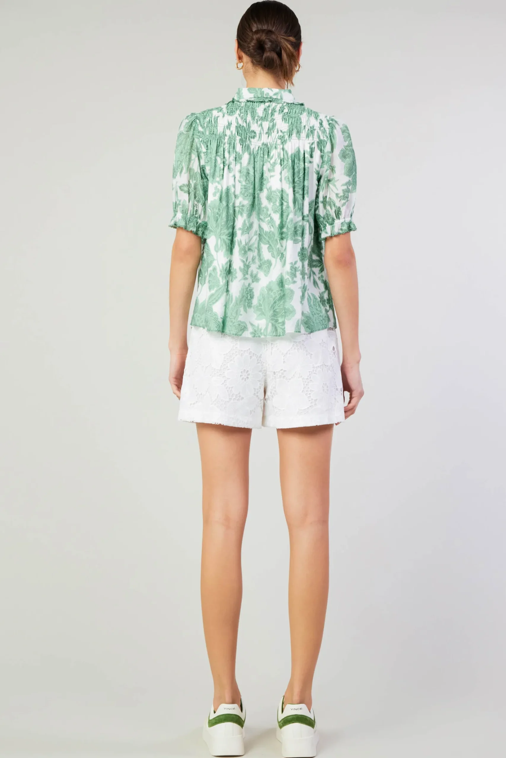 Hot Tulip Jacquard Blouse Women Short Sleeve Tops
