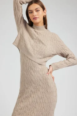 Clearance Two-piece Cable Knit Dress Women Knitwear | Midi Dresses
