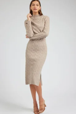 Clearance Two-piece Cable Knit Dress Women Knitwear | Midi Dresses