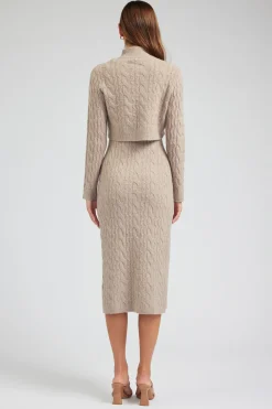 Clearance Two-piece Cable Knit Dress Women Knitwear | Midi Dresses