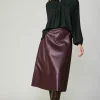 Discount Vegan Leather Midi Skirt Women Skirts