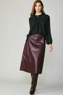 Discount Vegan Leather Midi Skirt Women Skirts