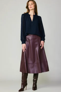 Discount Vegan Leather Midi Skirt Women Skirts