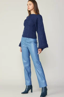 Online Vegan Leather Straight Pant Women Pants
