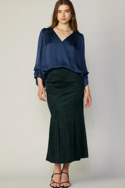 Fashion Vegan Suede Fishtail Skirt Women Skirts