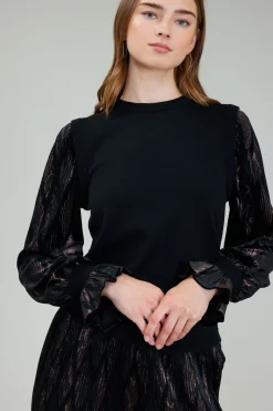 Best Velvet Foil Sweater Top Women Knitwear | Long Sleeve Tops