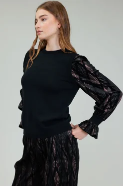 Best Velvet Foil Sweater Top Women Knitwear | Long Sleeve Tops