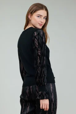 Best Velvet Foil Sweater Top Women Knitwear | Long Sleeve Tops