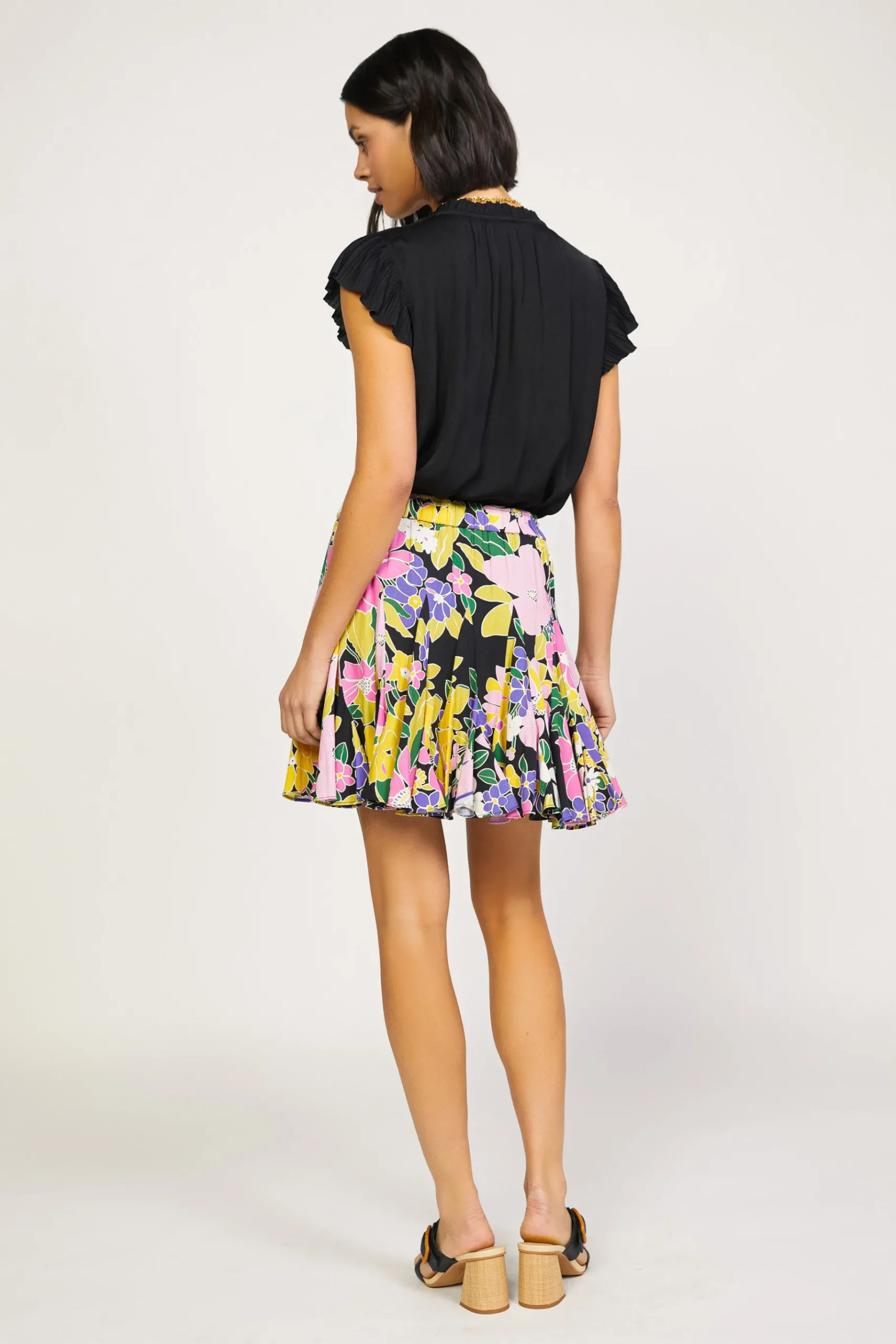 Discount Vintage Floral Godet Skirt Women Skirts