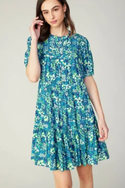 Clearance Watercolor Floral Mini Dress Women Mini Dresses