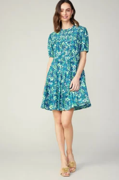 Clearance Watercolor Floral Mini Dress Women Mini Dresses