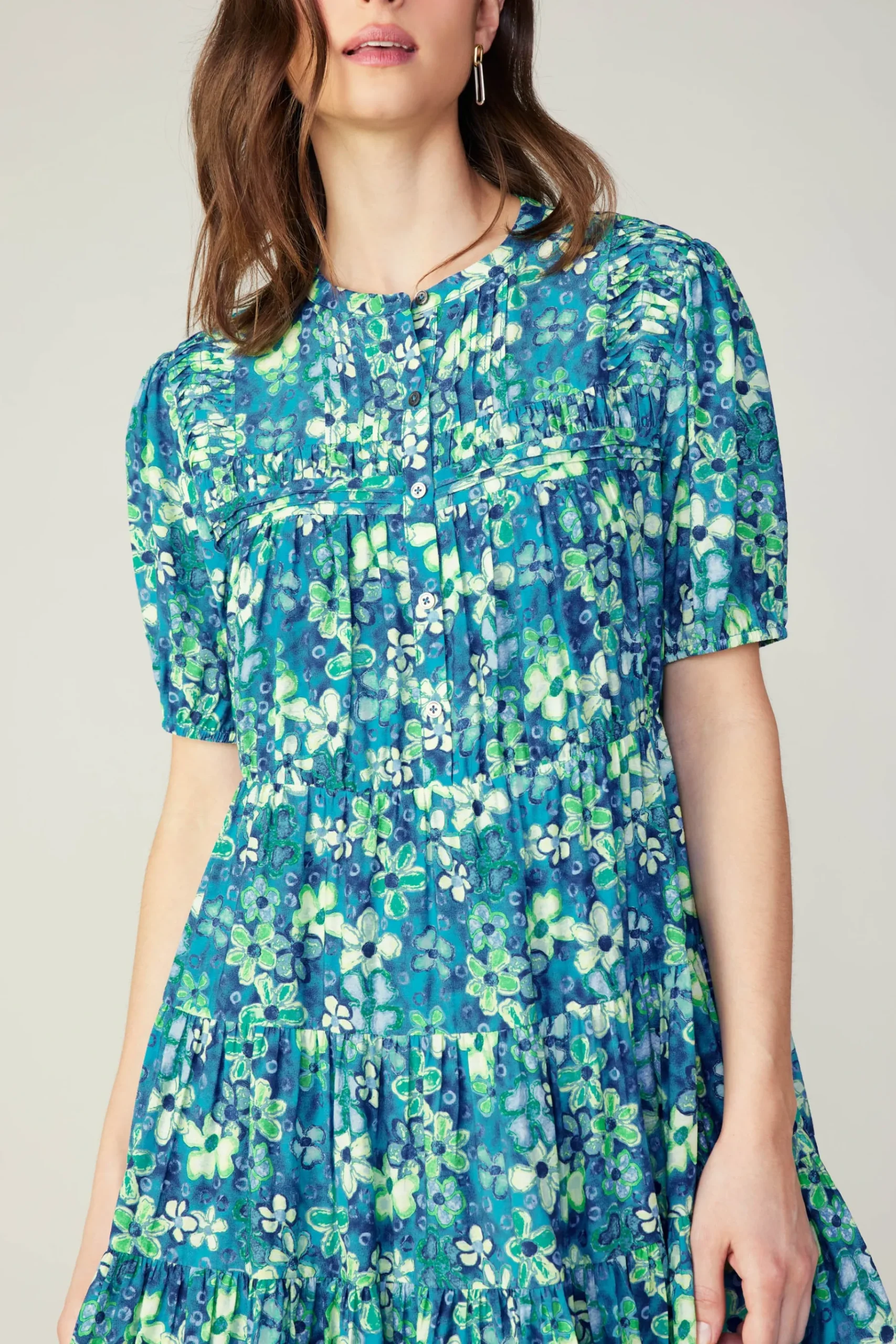 Clearance Watercolor Floral Mini Dress Women Mini Dresses