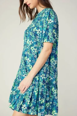 Clearance Watercolor Floral Mini Dress Women Mini Dresses