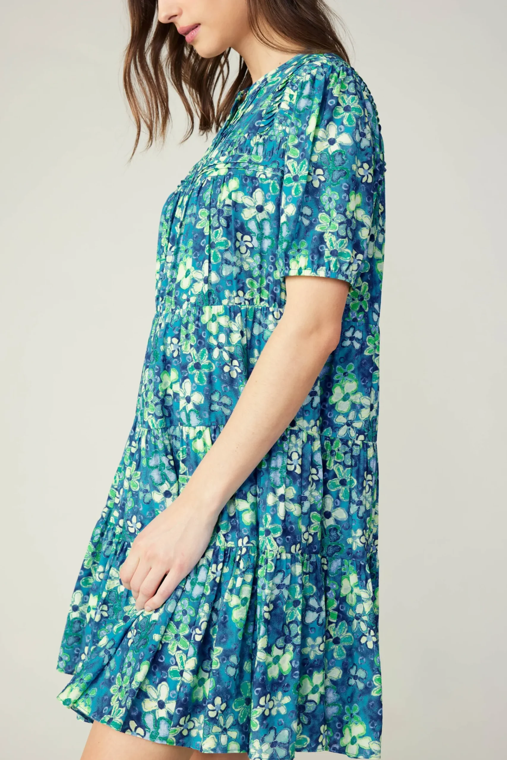 Clearance Watercolor Floral Mini Dress Women Mini Dresses