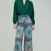 Outlet Wide Leg Bordered Pants Women Pants