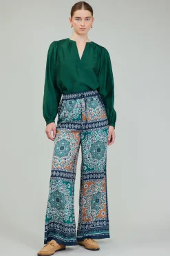 Outlet Wide Leg Bordered Pants Women Pants