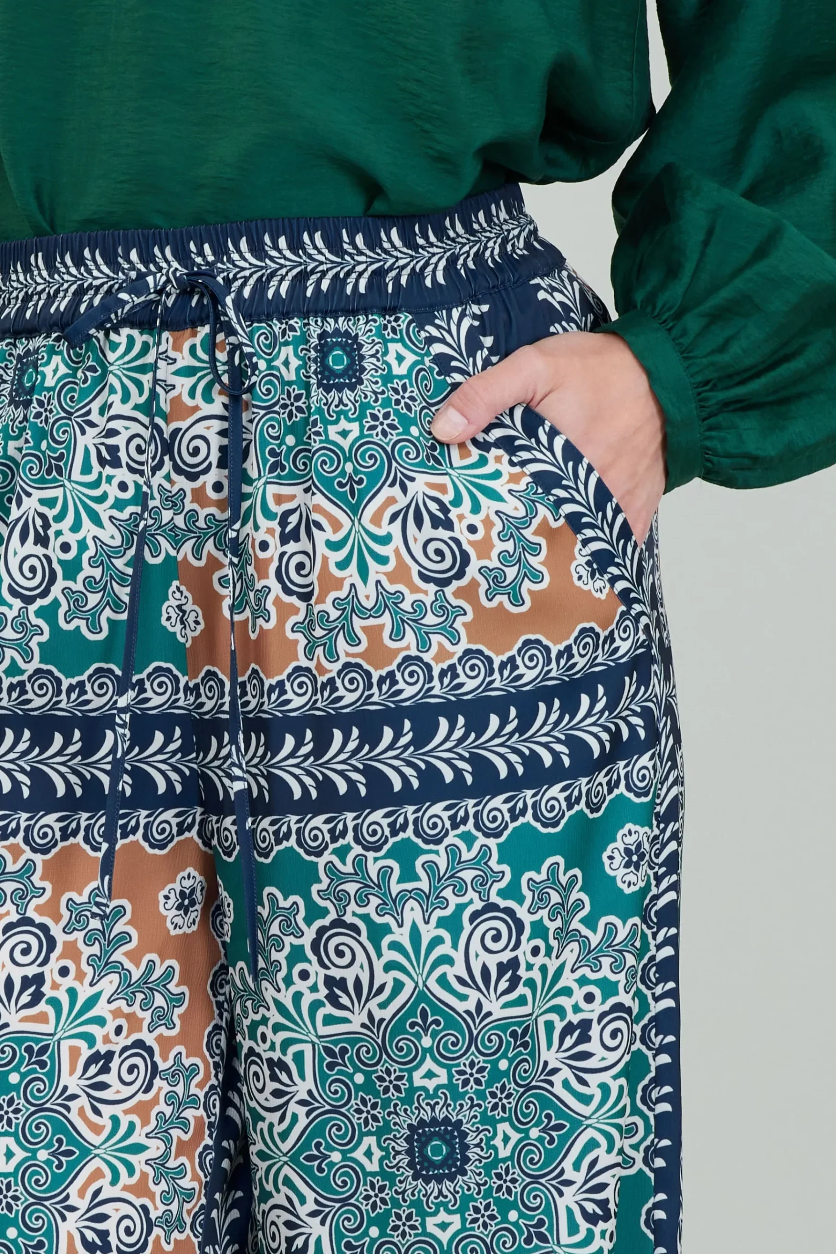 Outlet Wide Leg Bordered Pants Women Pants