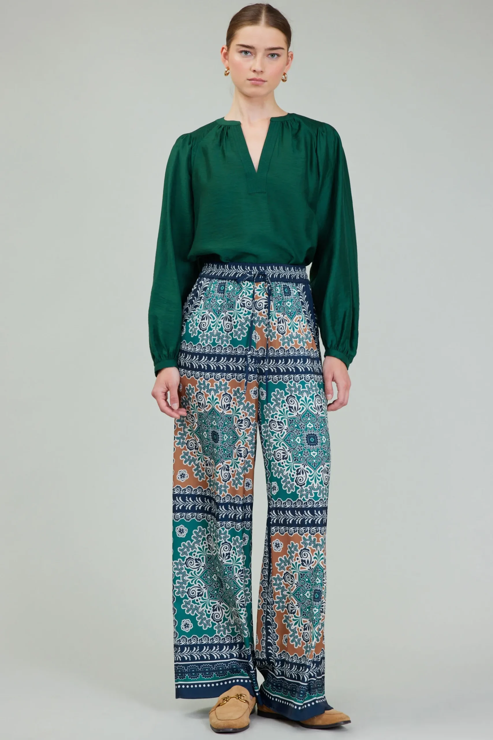 Outlet Wide Leg Bordered Pants Women Pants