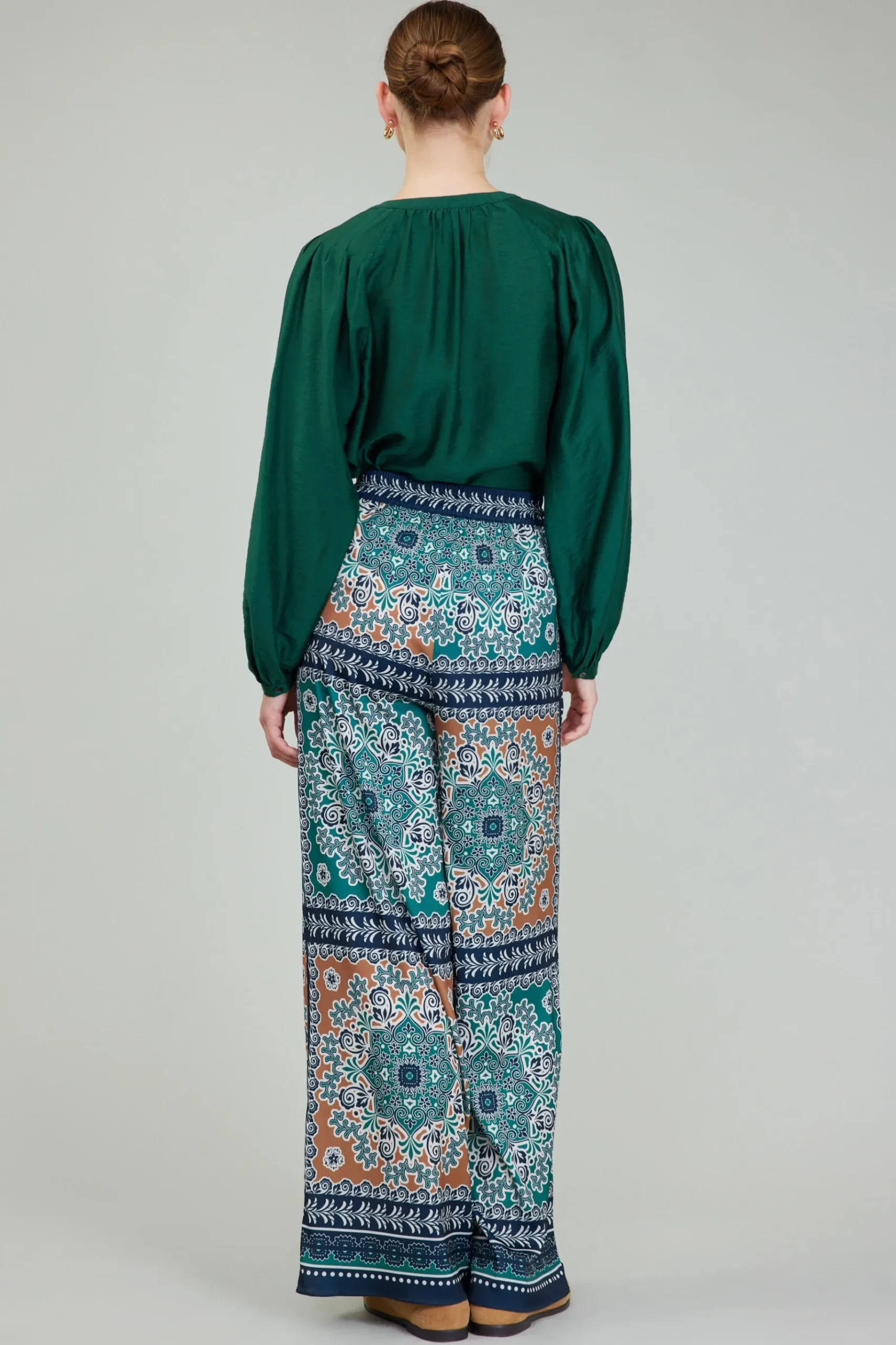 Outlet Wide Leg Bordered Pants Women Pants