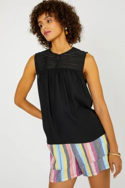 Best Yoke Detail Tank Top Women Sleeveless Tops
