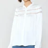 New Yoke Lace Blouse Women Long Sleeve Tops