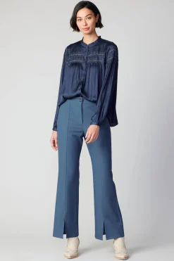 Hot Yoke Lace Blouse Women Long Sleeve Tops